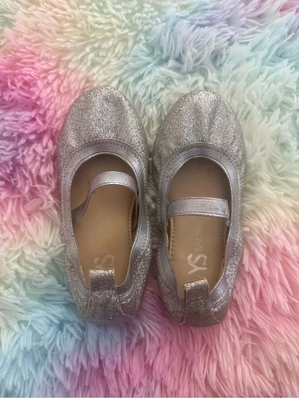 Yosi Samra Silver Glitter Mary Jane Flats for toddle Girls - Picture 8 of 8